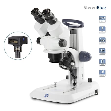 StereoBlue 7X-45X Binocular Lab & Higher Ed. Stereo Zoom Microscope W/5MP USB 3 Digital Camera